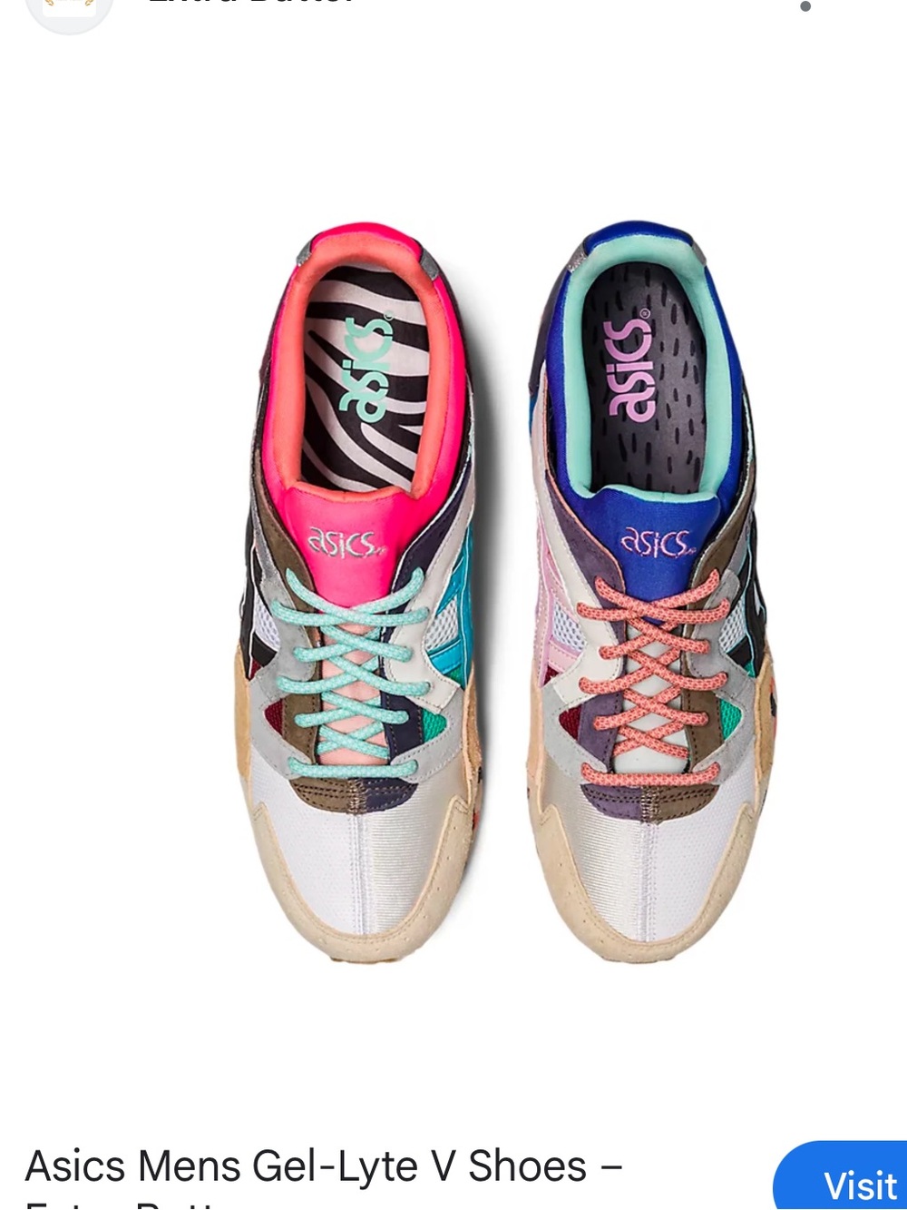 ASICS Gel-Lyte V paint splatter sneakers mismatched suede pink aqua running jog